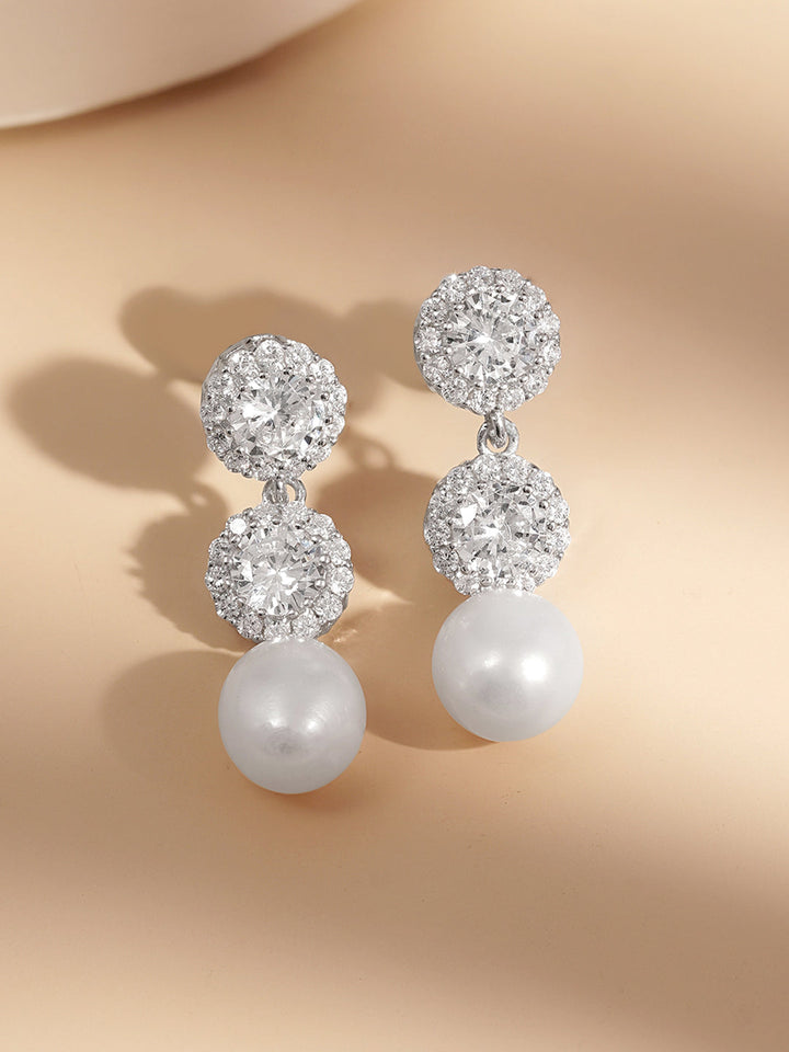 925 Fine Silver Pearl Bloom Drop Earrings