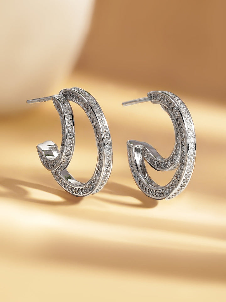 925 Fine Silver Crescent Spark Half Hoops