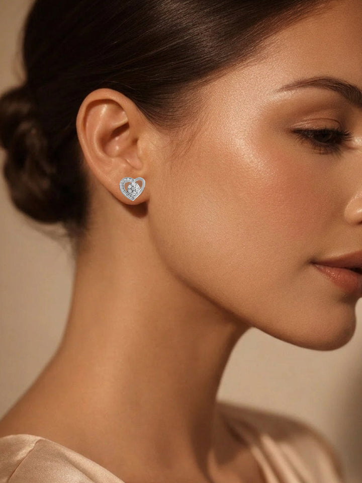 925 Fine Silver Mini Heart Zirconia Stud Earrings
