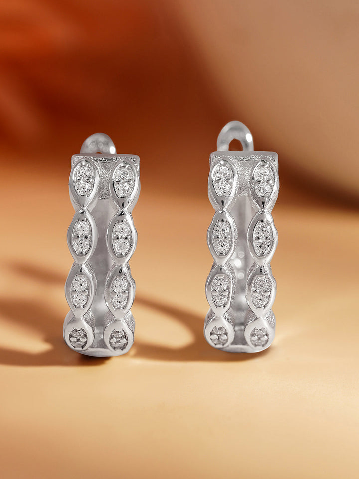925 Fine Silver Crystal Layered Hoop Earrings