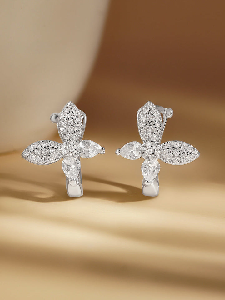 925 Fine Silver Zirconia Butterfly Stud Earrings