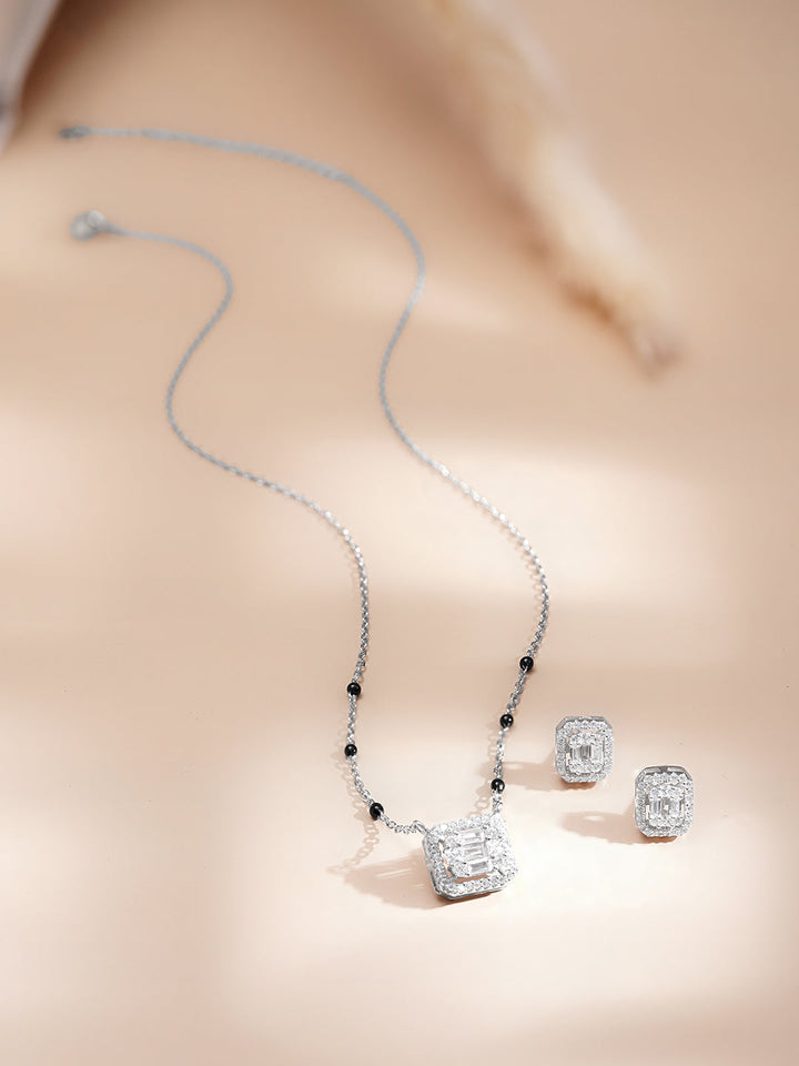 925 Fine Silver Crystal Glow Pendant Set