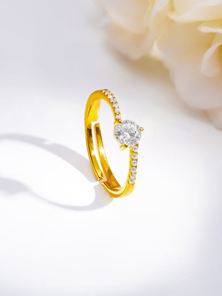 925 Fine Silver Diamond Shine Statement Ring