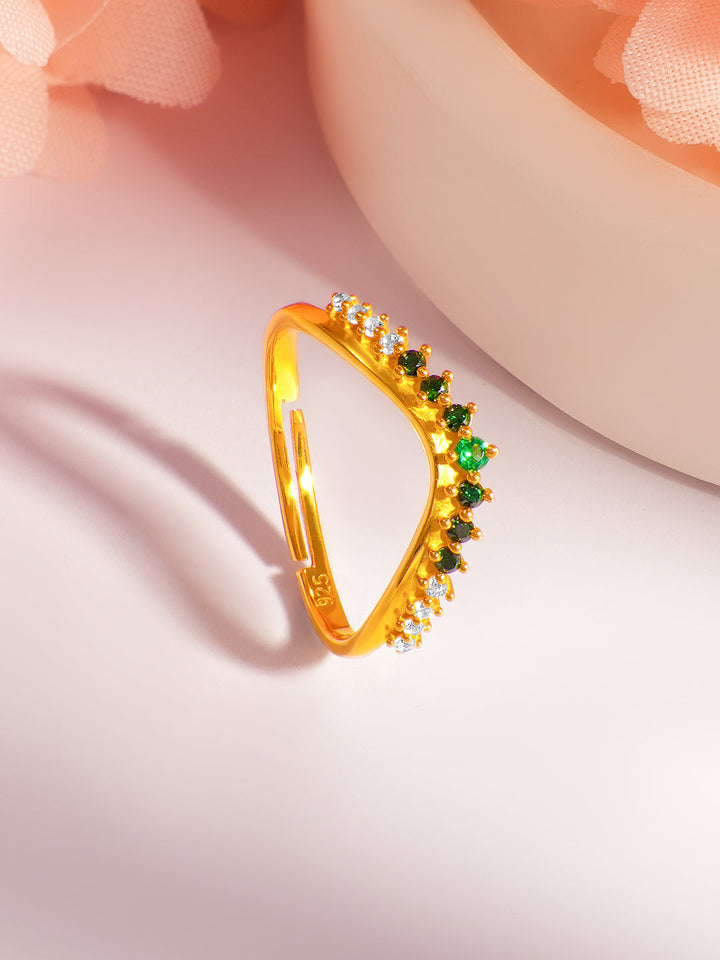 925 Fine Silver Green Crystal Glow Ring