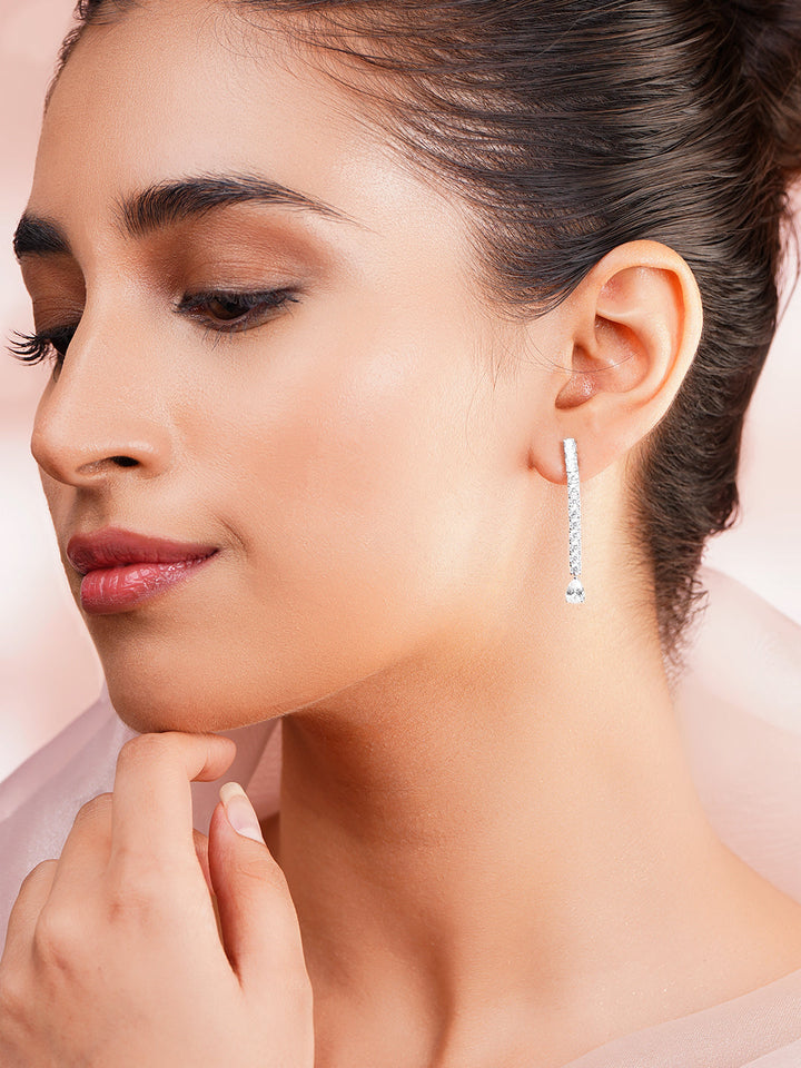 925 Fine Silver Rhodium Plated Dangler Earrings