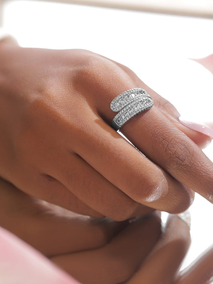 Dual-Band American Diamond Zirconia Ring