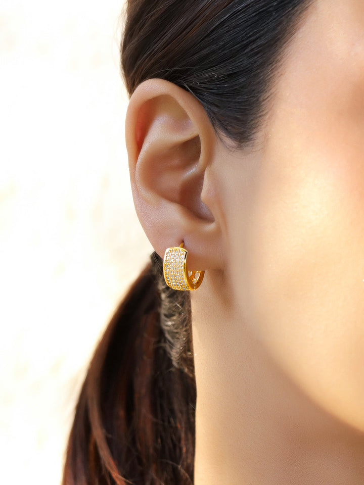 American Diamond Zirconia Gold Hoop Earrings