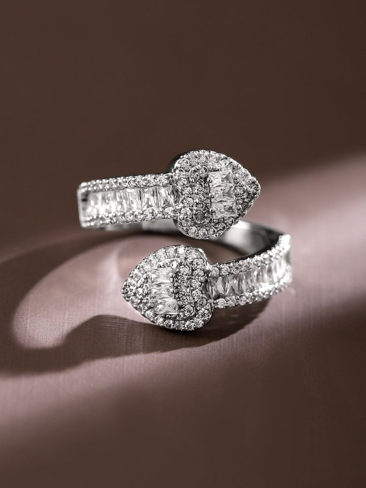 American Diamond Zirconia White Heart Ring