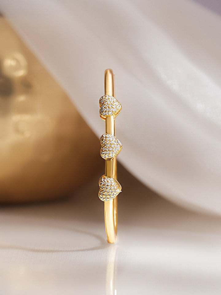 Gold Plated American Diamond Zirconia Heart Bracelet
