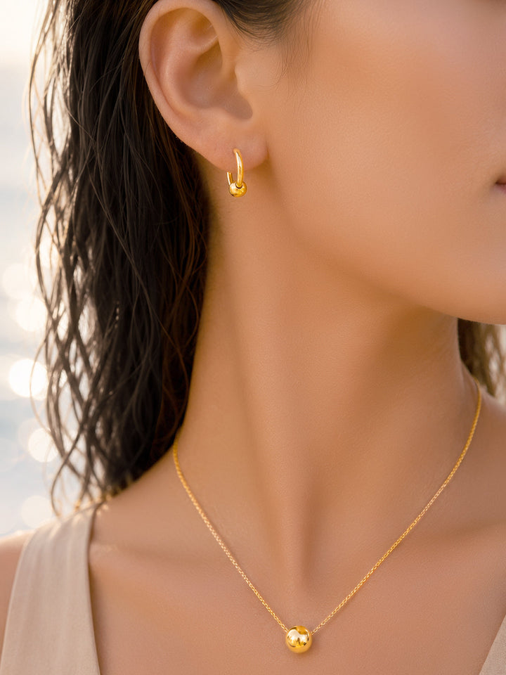 Demi Fine 18k Gold Plated Stainless Steel Ball Pendant Set