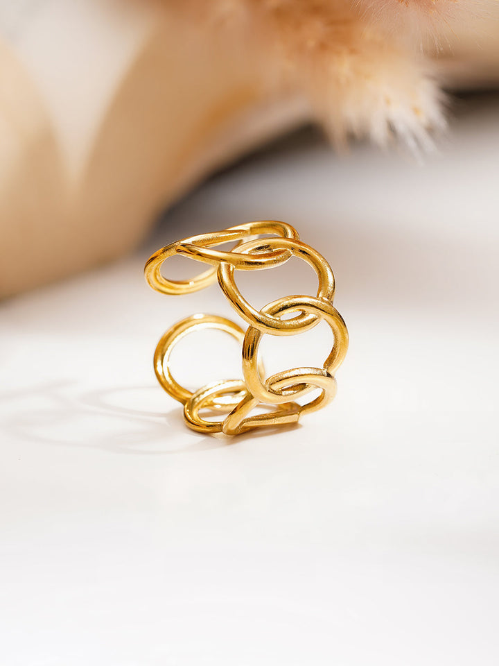Demi Fine 18K Gold Plated Stainless steel Linked Loop Statement Ring