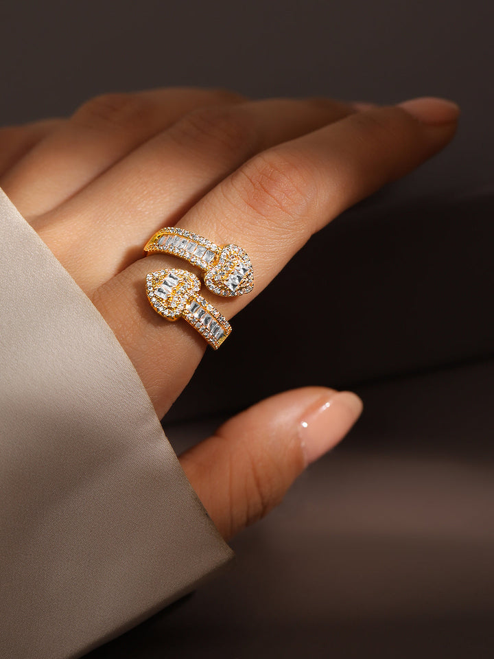 Gold American Diamond Zirconia Heart Design Ring