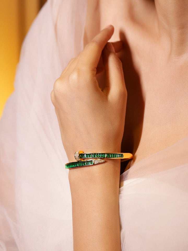 Green Baguette Adjustable Cuff
