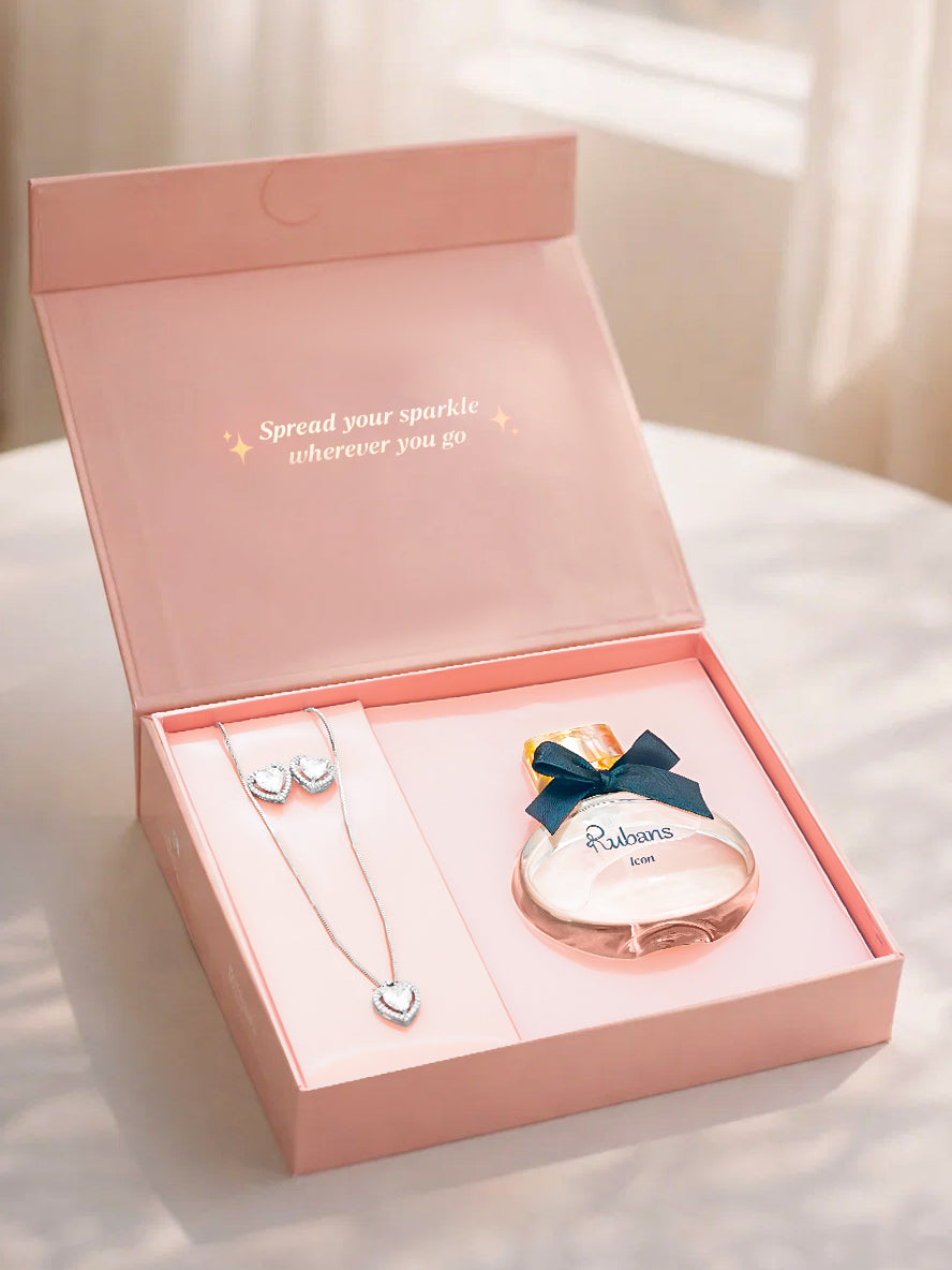 Glittering Hearts Pendant Set & Perfume Gift Box