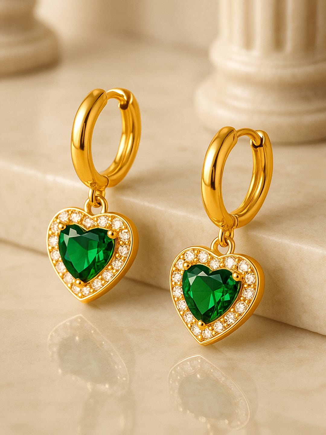 Contemporary Emerald Zirconia Hoop Drops
