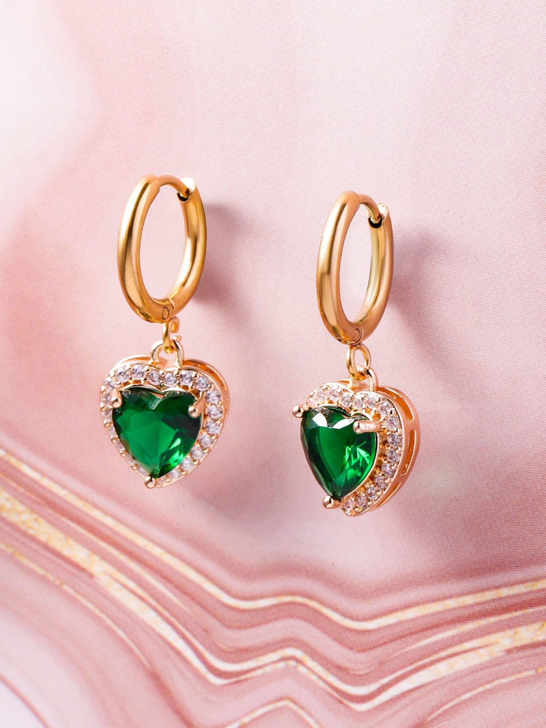 Contemporary Emerald Zirconia Hoop Drops