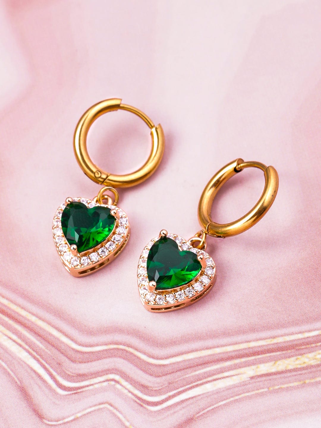 Contemporary Emerald Zirconia Hoop Drops
