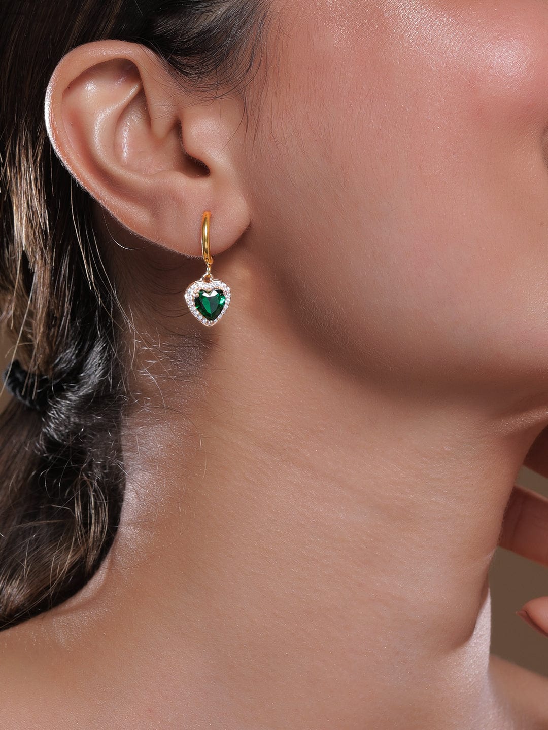Contemporary Emerald Zirconia Hoop Drops