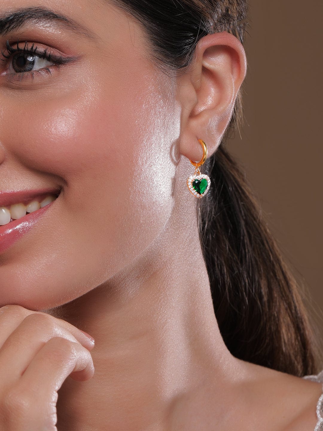 Contemporary Emerald Zirconia Hoop Drops