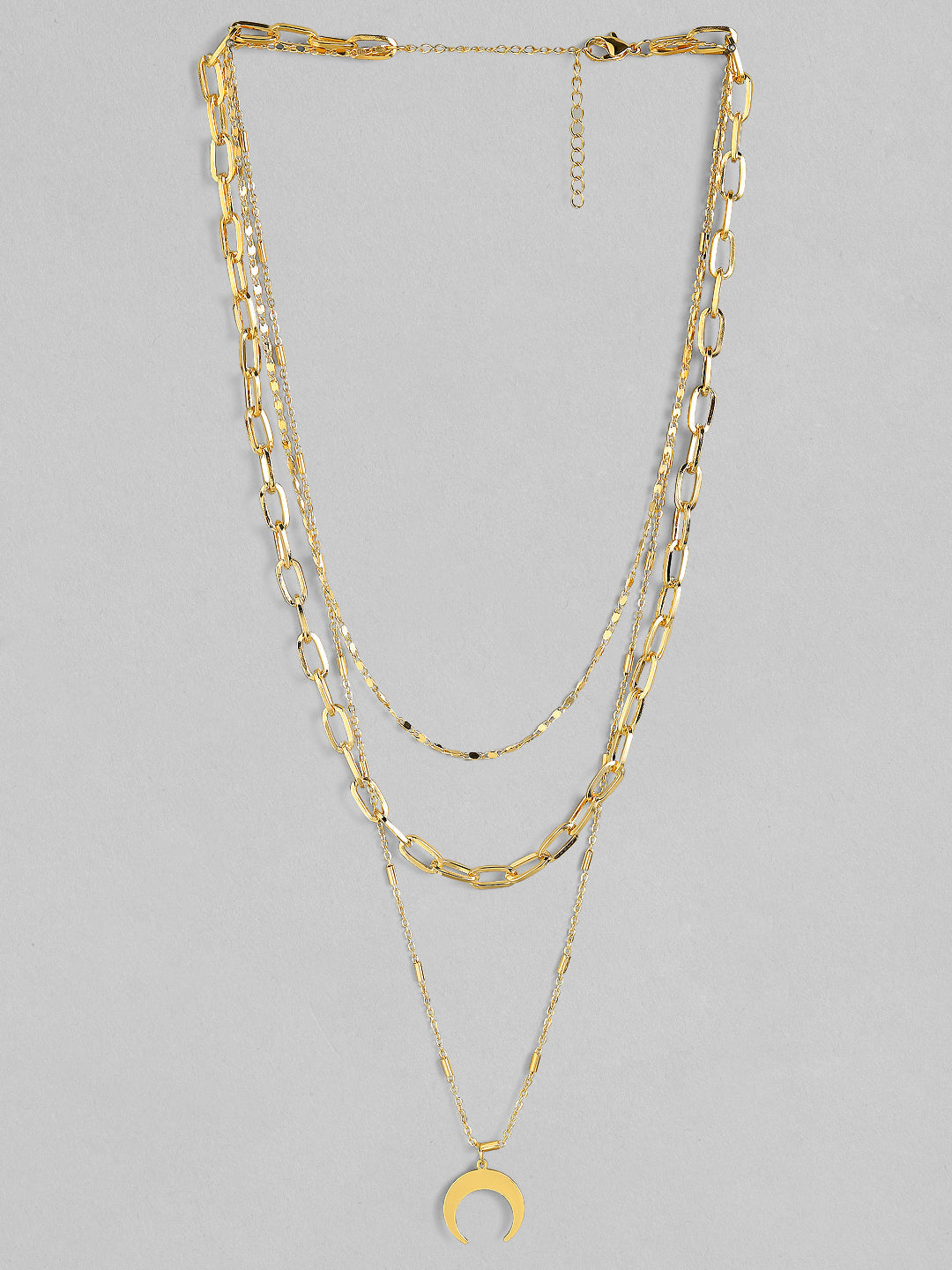 Rubans Gold Plated  Handcrafted Interlinked Multi Layer Chain Necklace