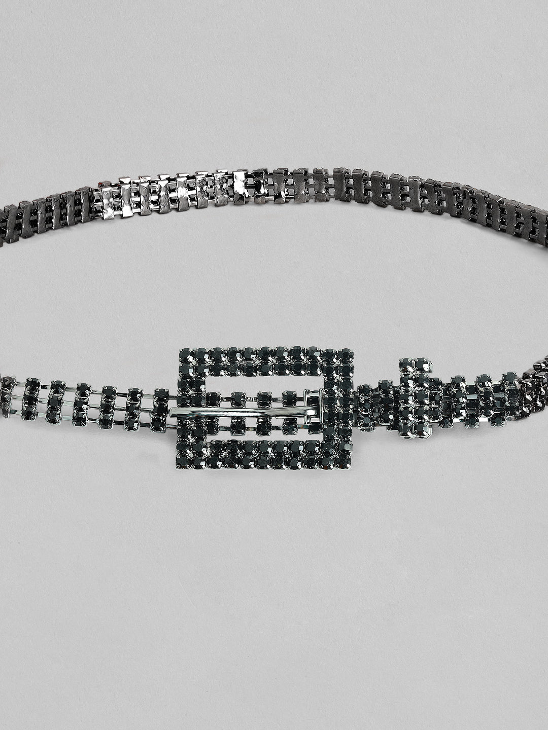 Rubans Women Black Metal Handcrafted Zircon Stone Belt