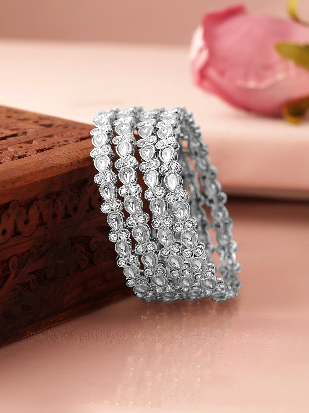 White Radiance Kundan Bangles
