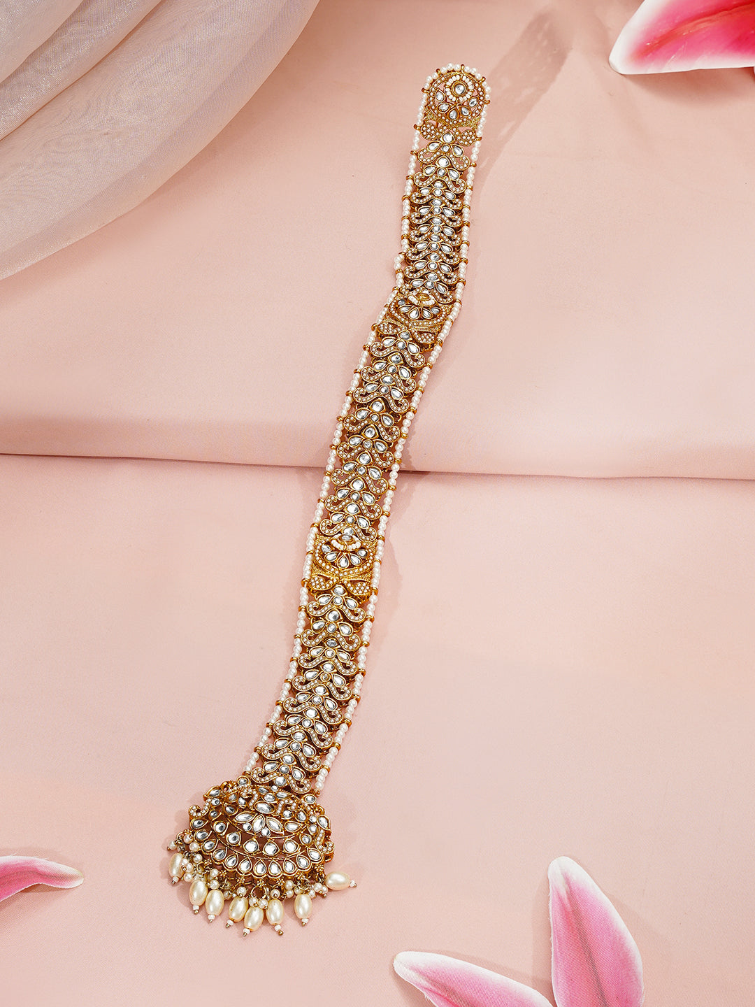 Gold Plated Blossom Vine Antique Gold Pearl Hair Accessory