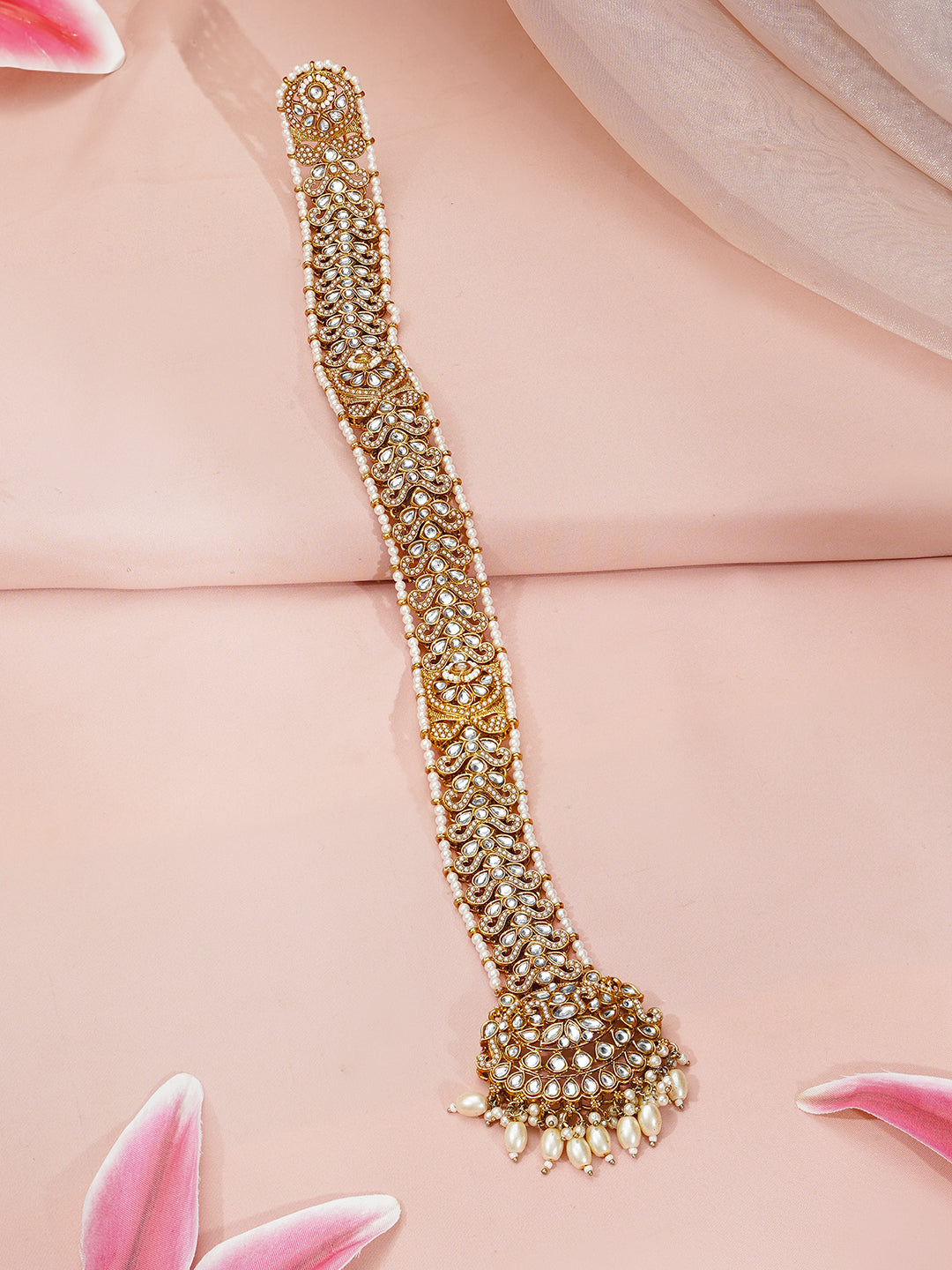 Gold Plated Blossom Vine Antique Gold Pearl Hair Accessory