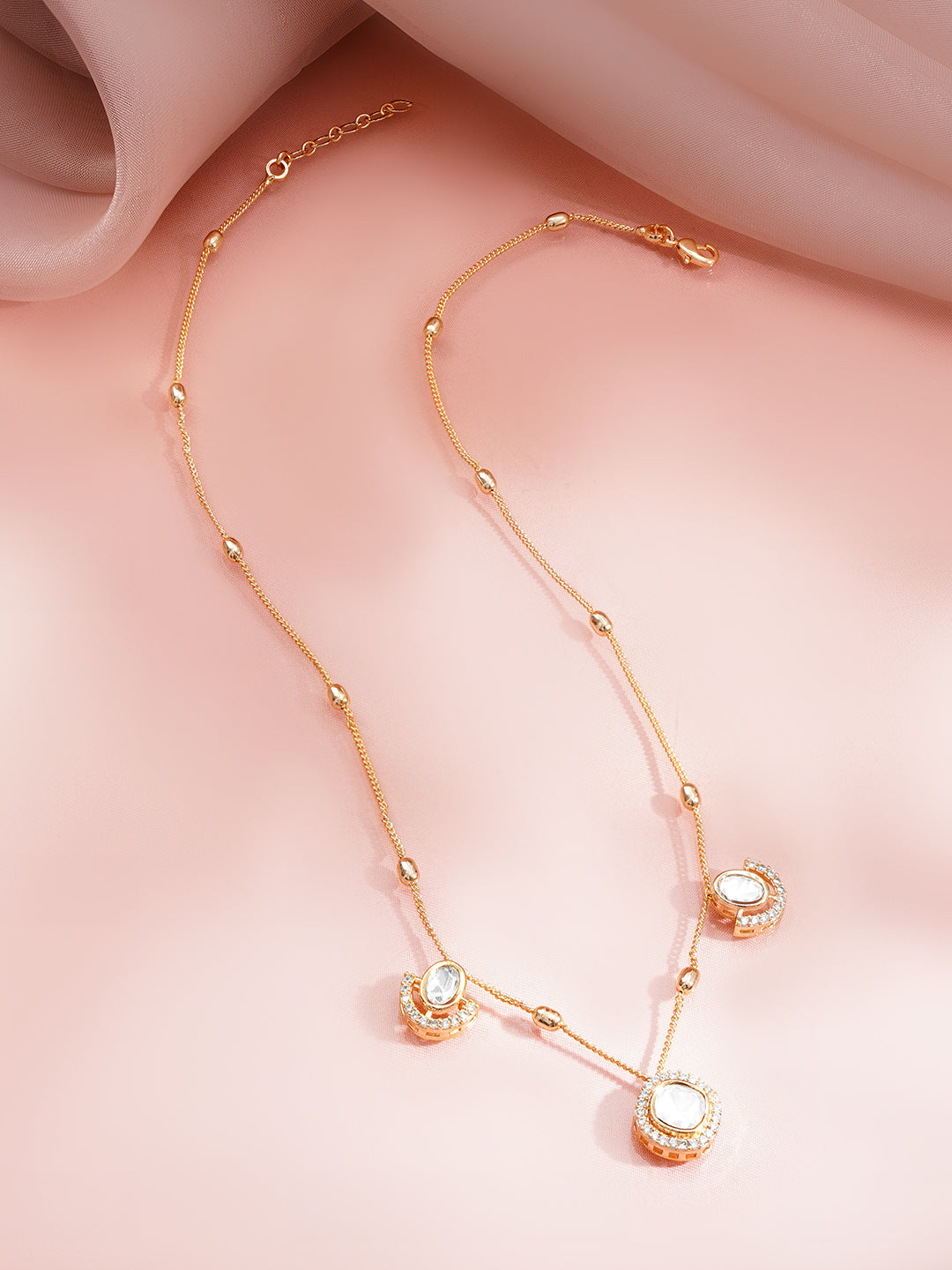 Gold Plated Cubic Zirconia Drop Necklace
