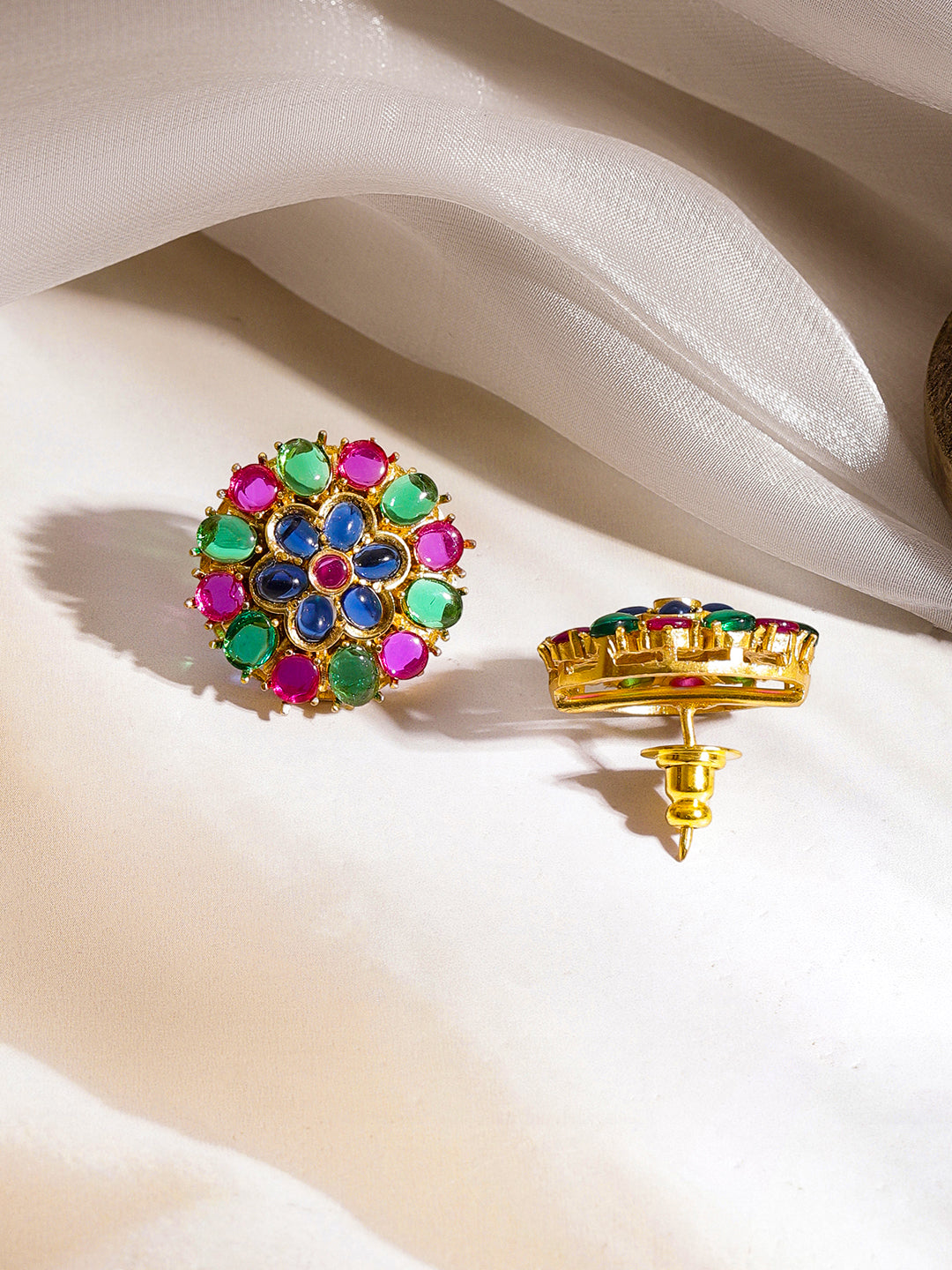 Gold Plated Multicolor Crystal Peacock Pendant Necklace Set