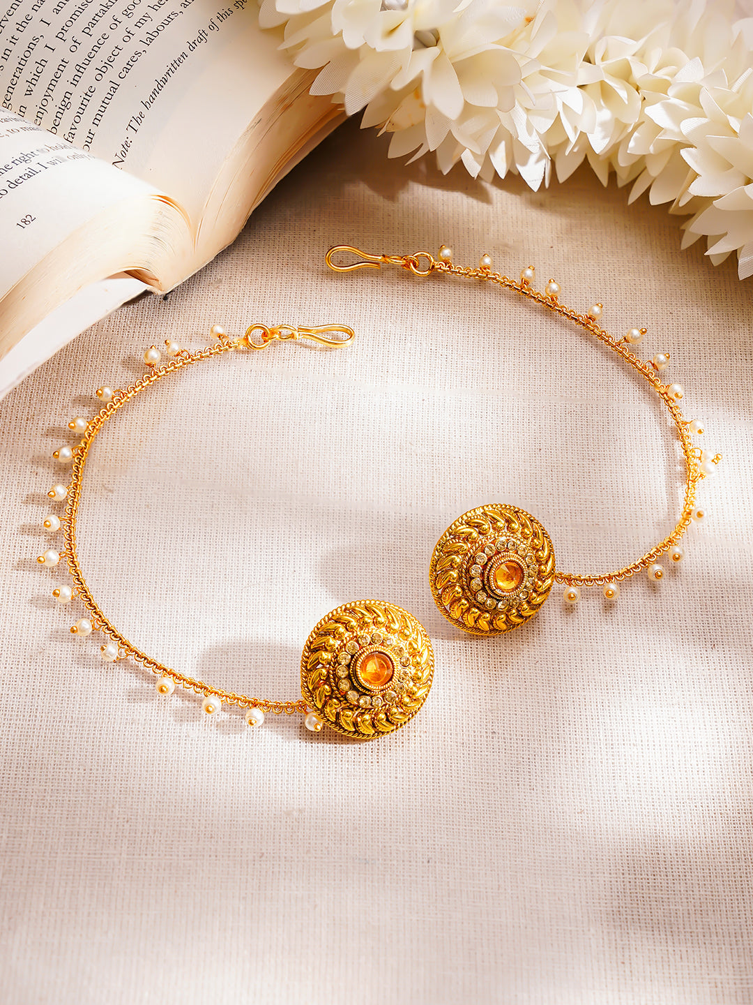 Gold Plated Pearl Beaded Kaan Chain