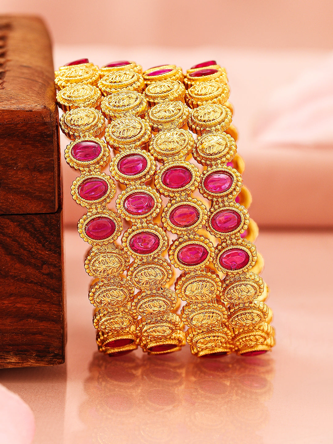 Opulent Bloom Kundan Bangle Set