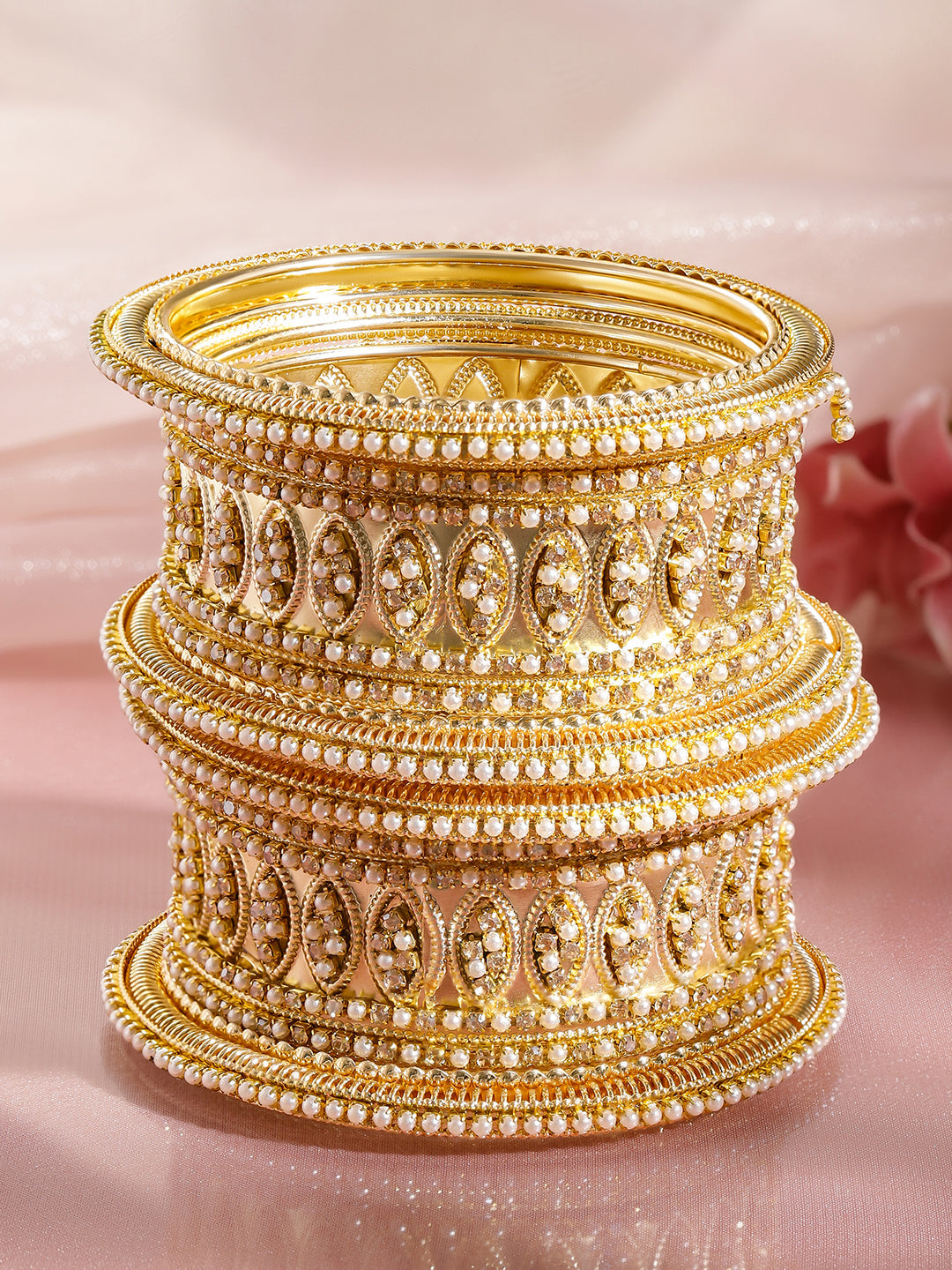 Timeless Pearl Work Bridal Gold Bangles