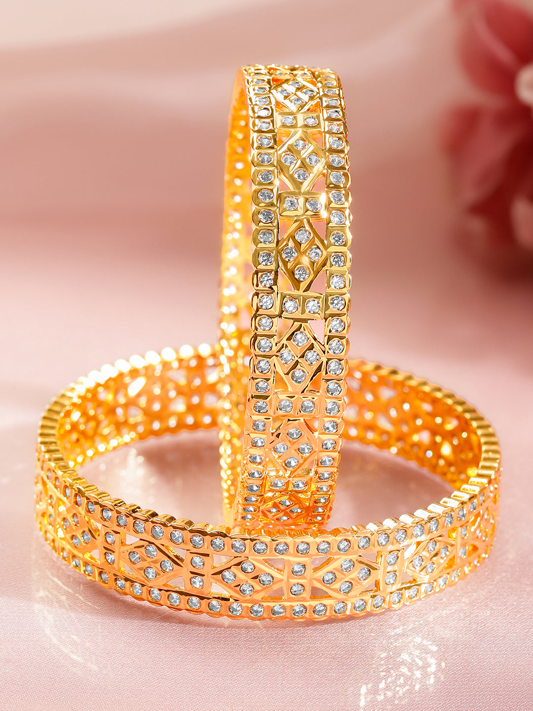 Wedding Shine Gold CZ Bangles