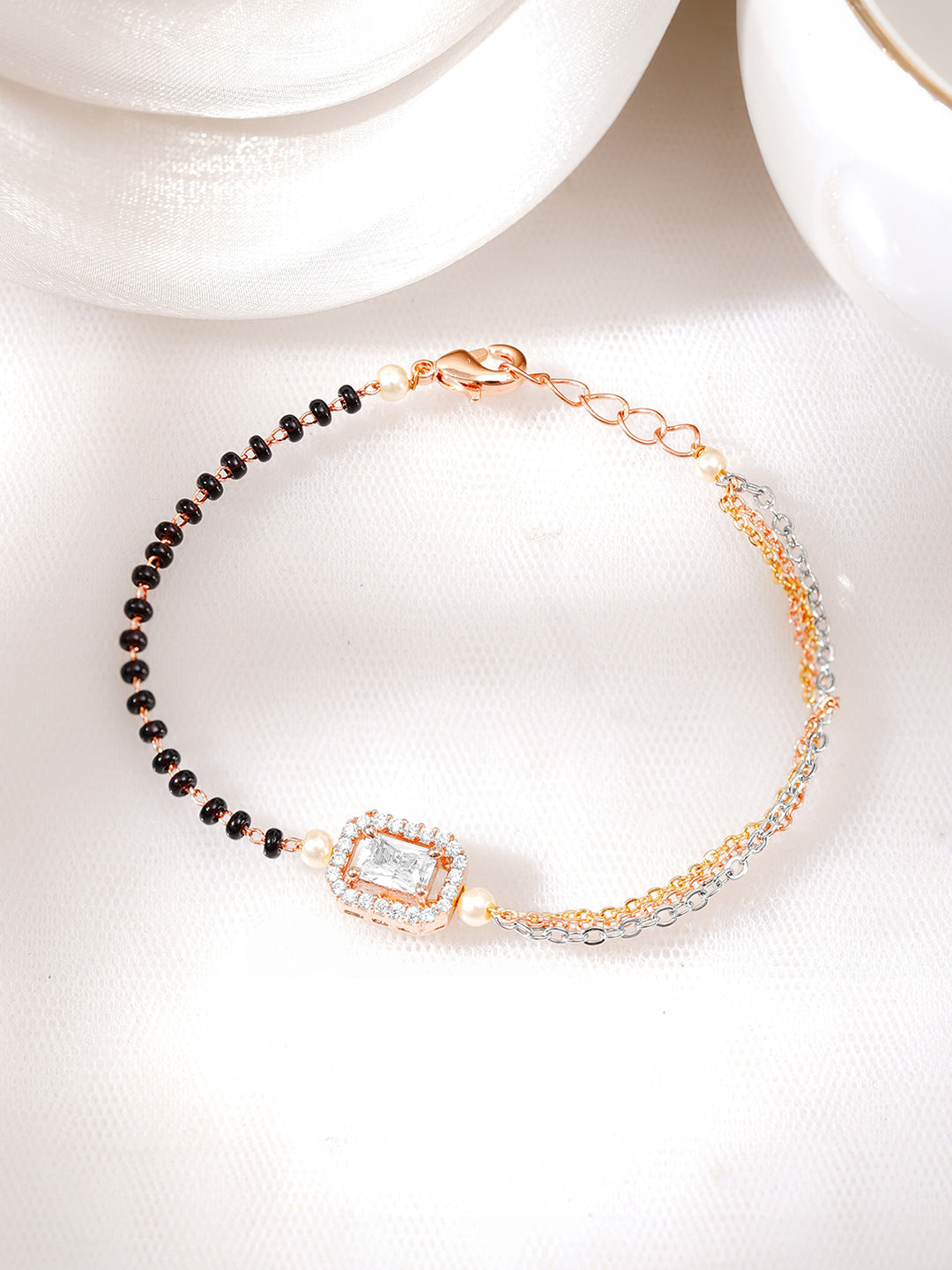 Gold Plated American Diamond Zirconia Cubic Mangalsutra Bracelet
