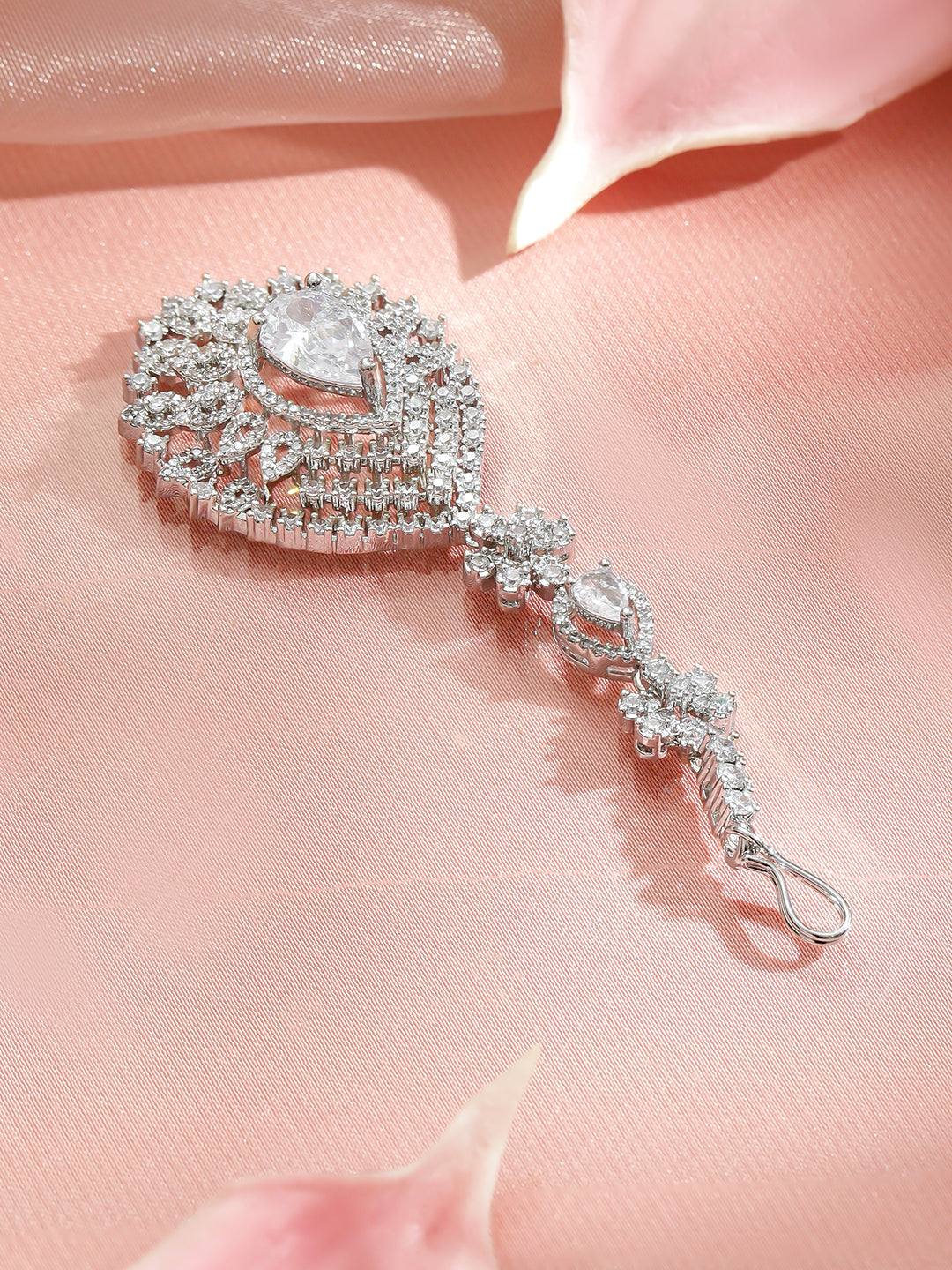 White American Diamond Zirconia Maang Tikka
