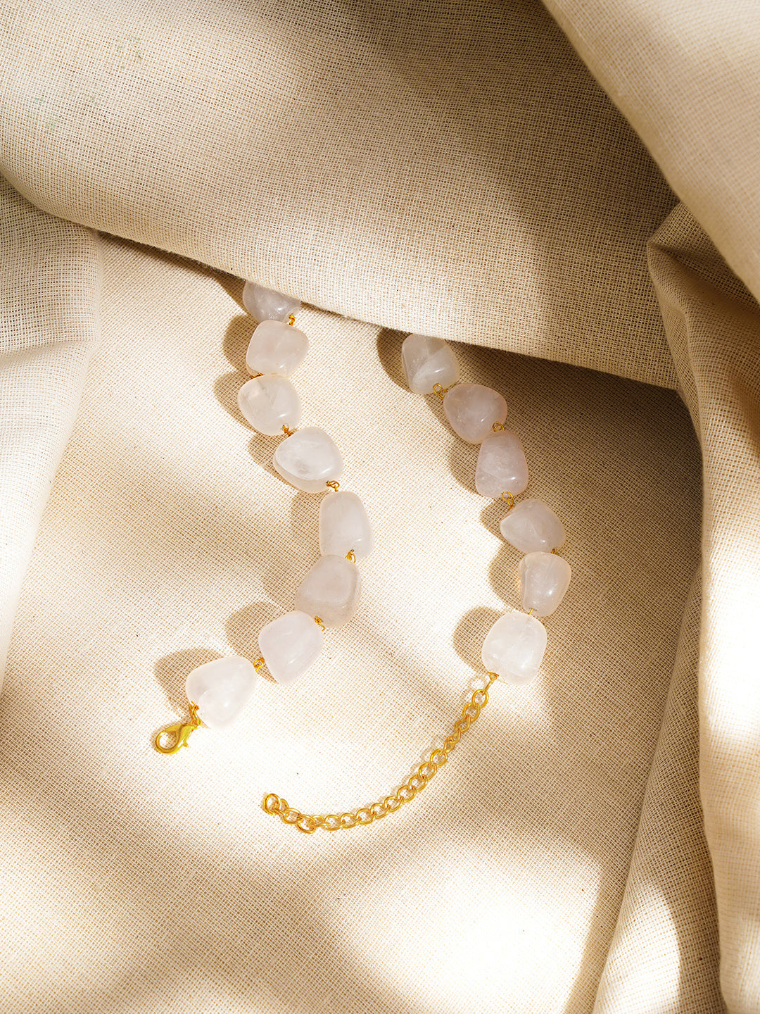 Women Crystal Floral Moonstone Inspired Statement Beaded Necklace