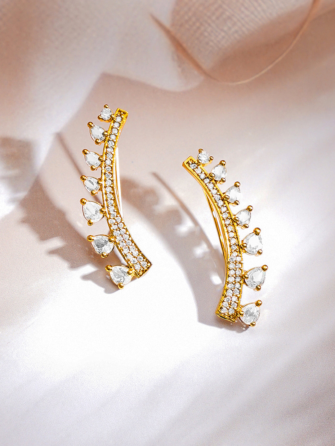 Gold Plated American Diamond Zirconia Ear Cuffs
