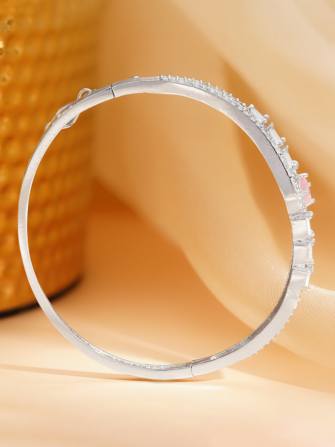 Rhodium Plated American Diamond Zirconia Bracelet