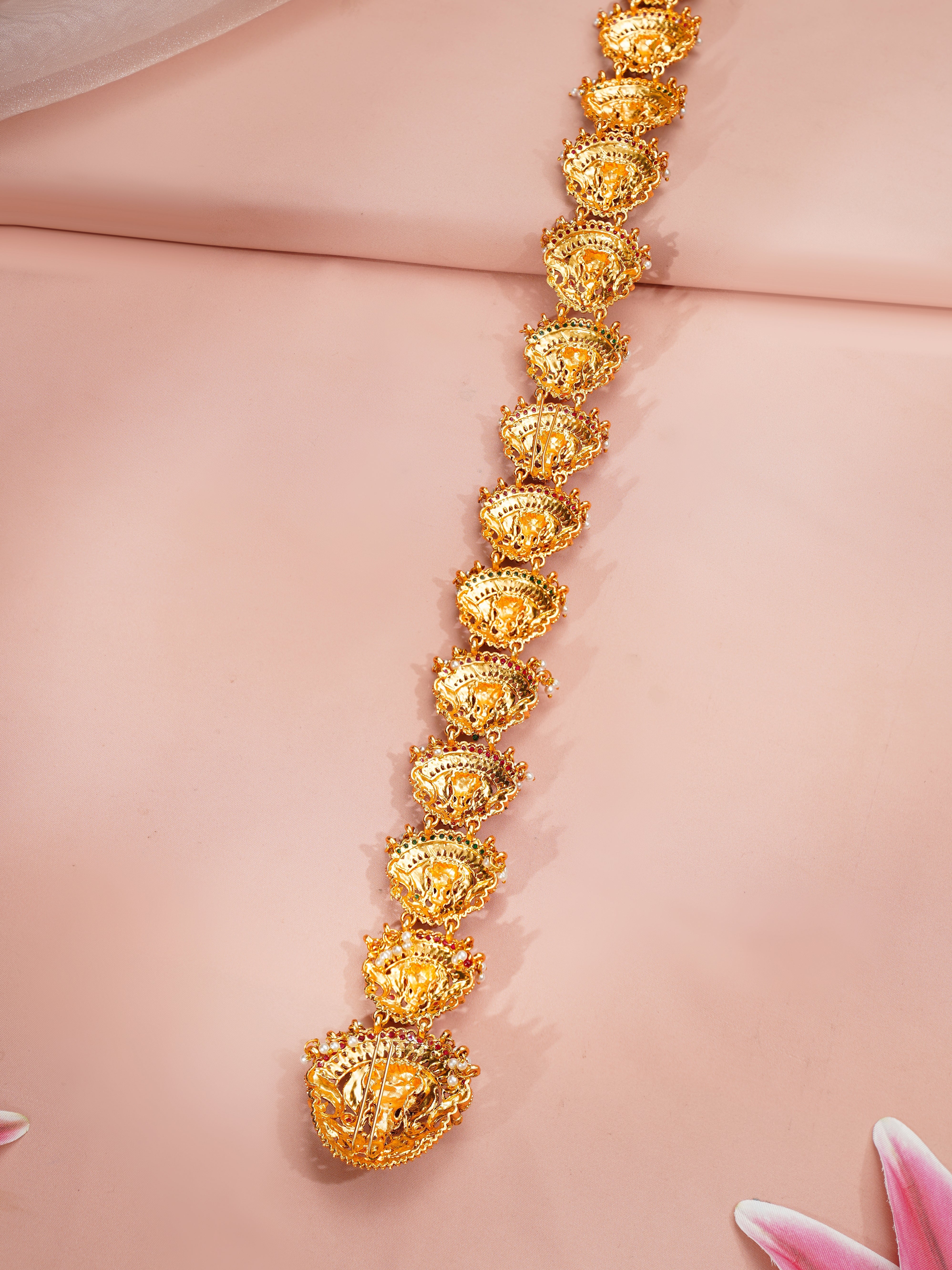 Gold Plated Royal Yali Antique Gold Temple Hair Accessory