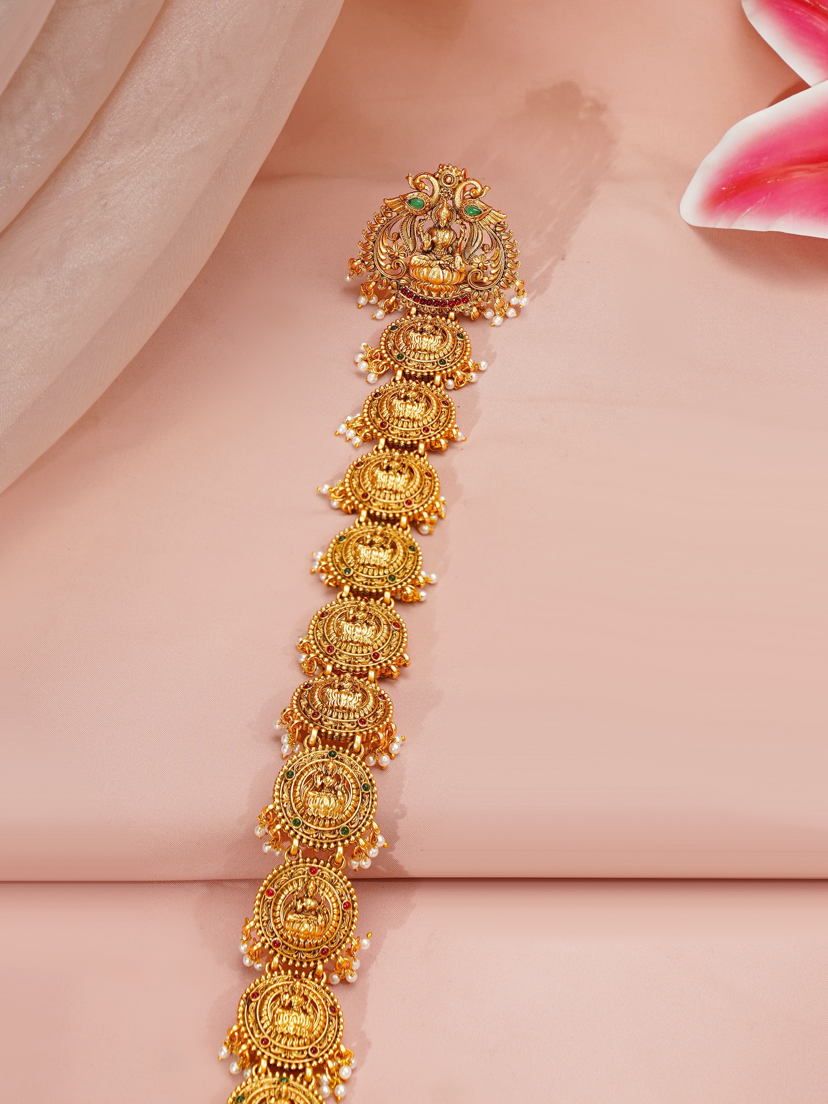 Gold Plated Divine Lakshmi Heritage Temple Hair Accessory