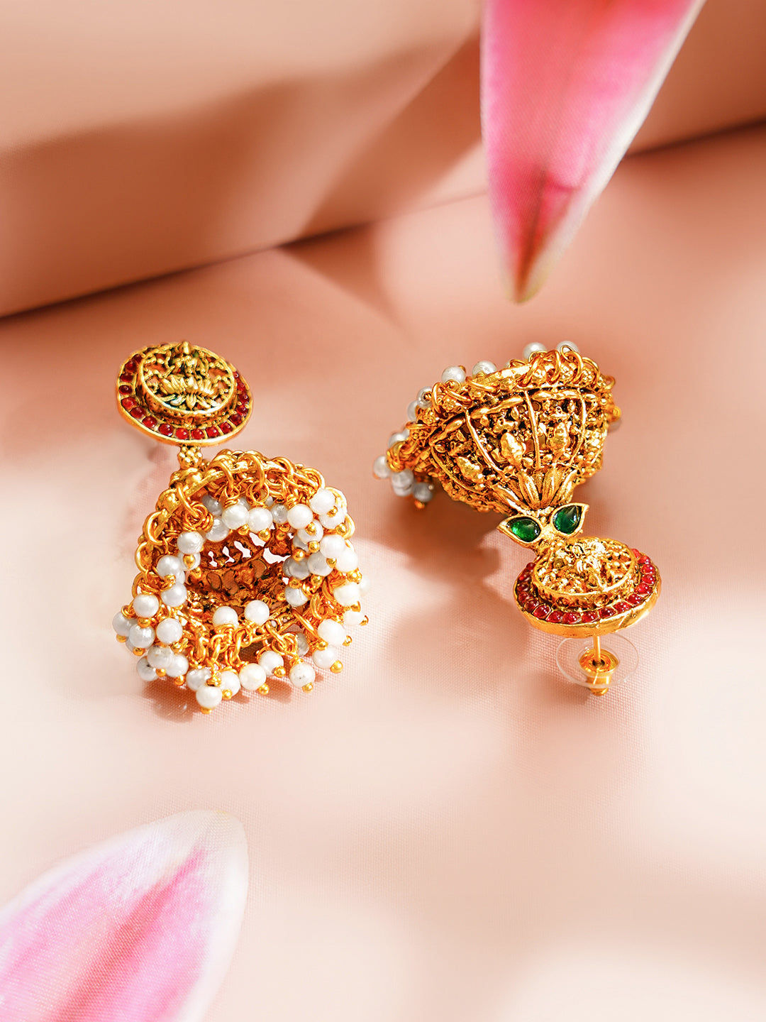 Gold Plated Divine Lakshmi Kundan Pearl Fringe Jewellery Set