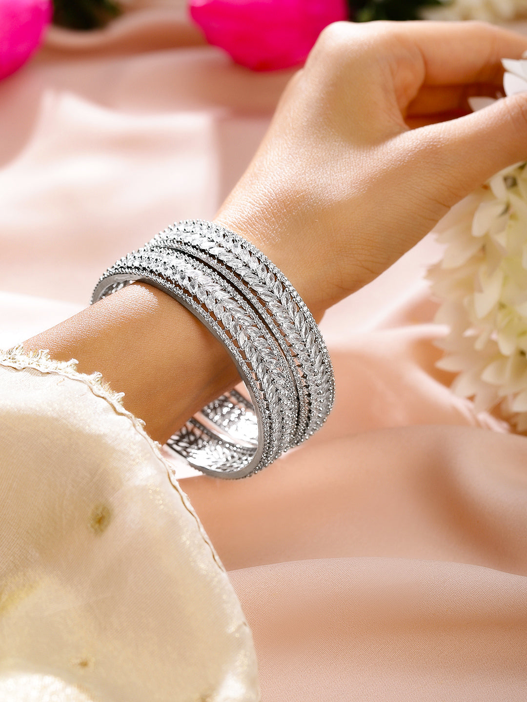 Silver-Moon Sparkle Bangles