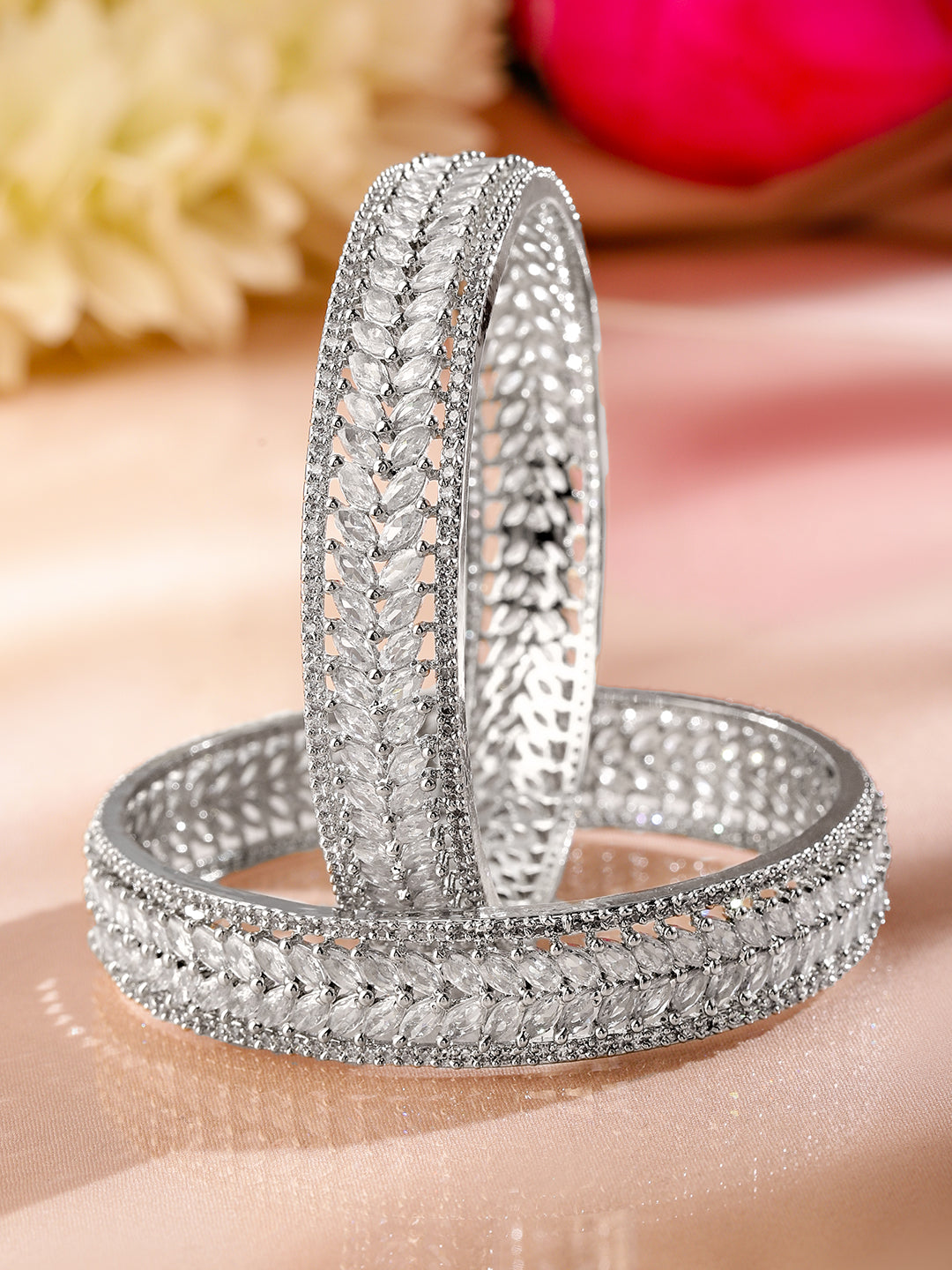 Silver-Moon Sparkle Bangles