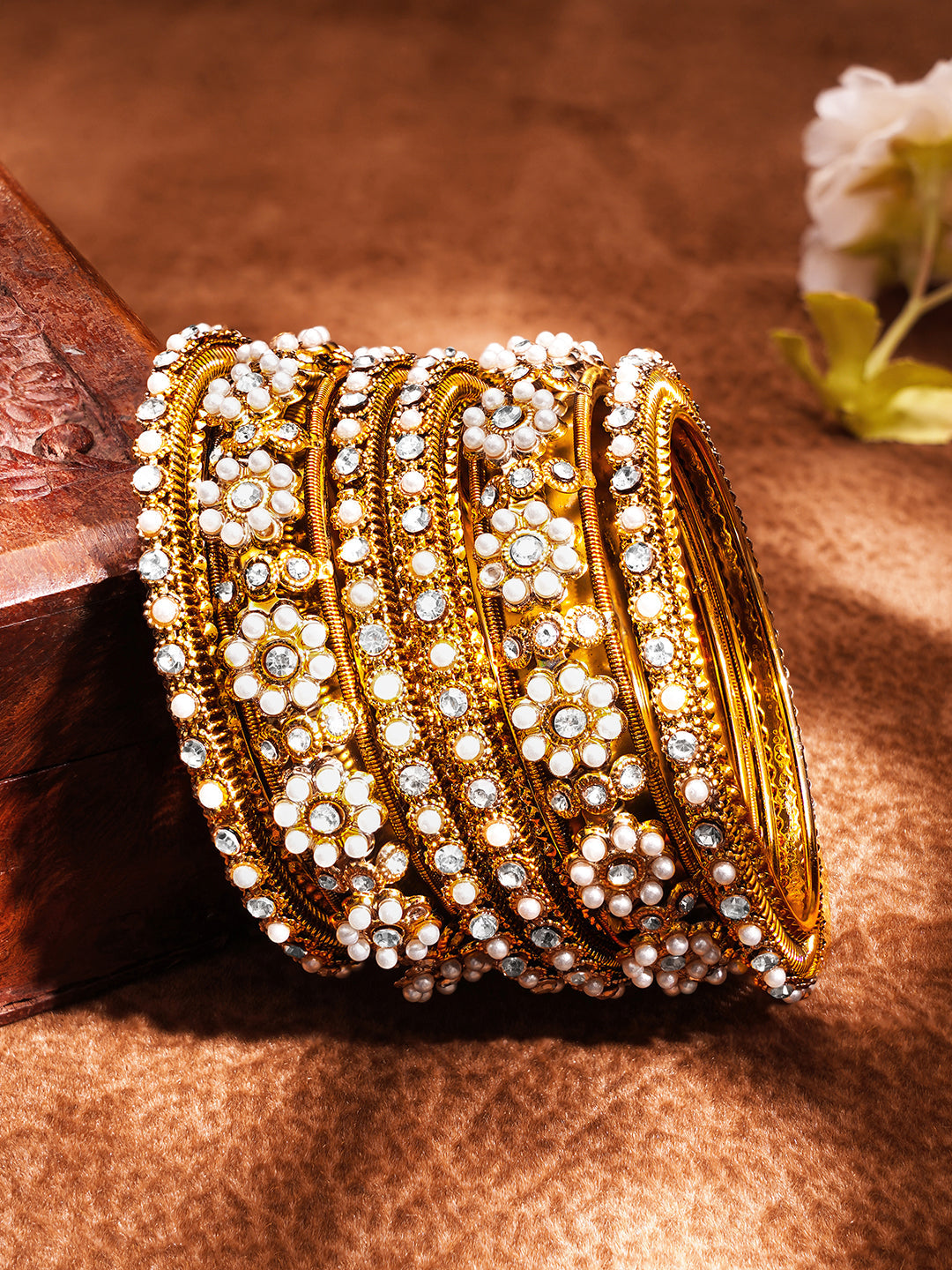 Bridal Luxe Pearl Diamond Bangles