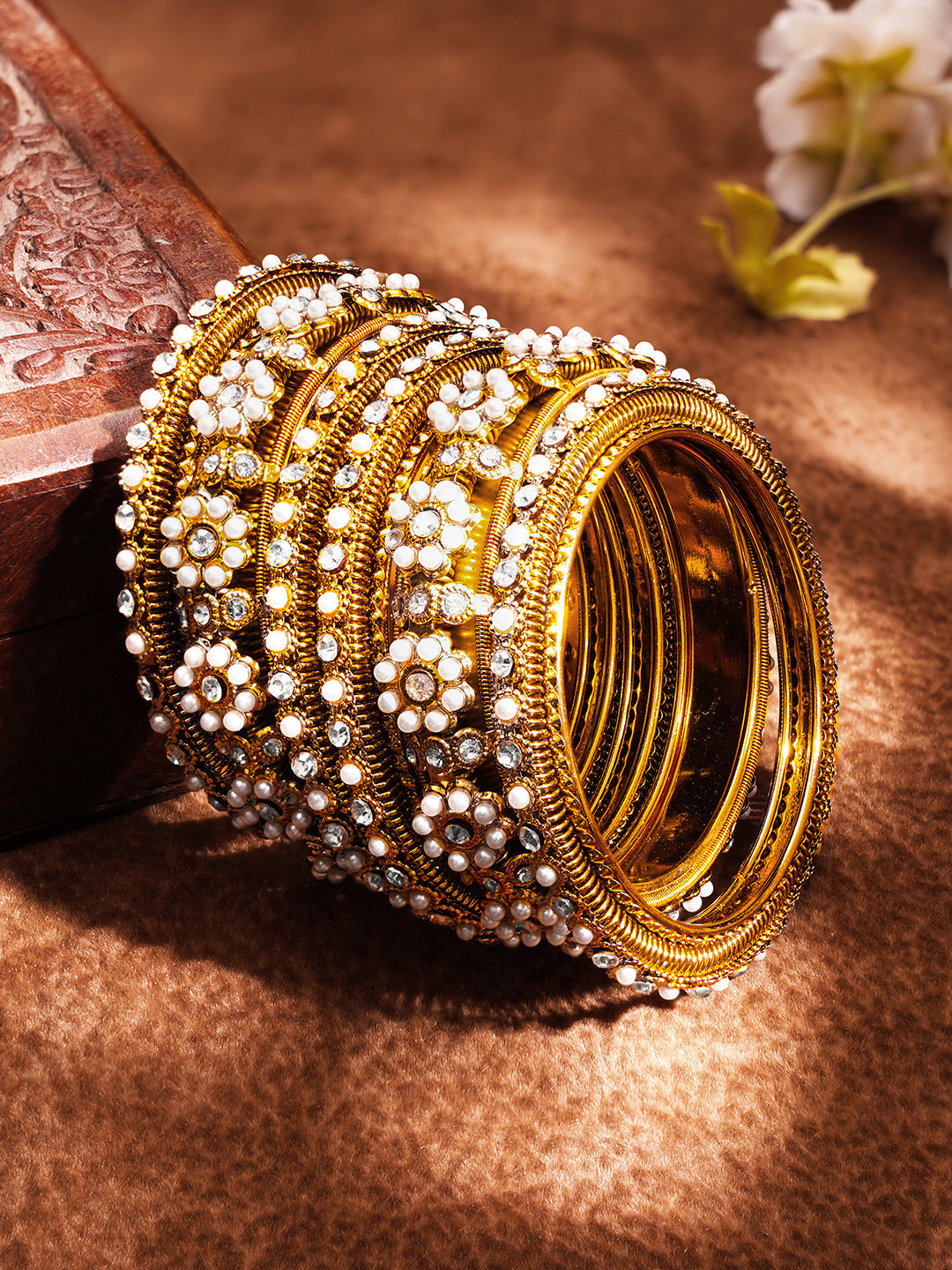 Bridal Luxe Pearl Diamond Bangles