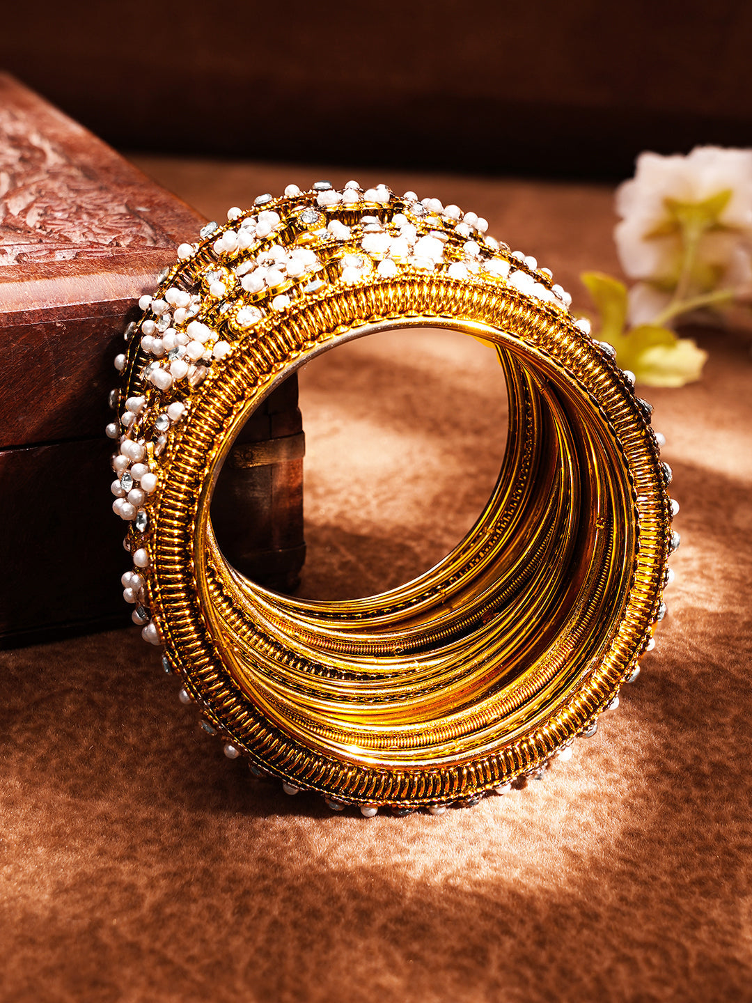 Bridal Luxe Pearl Diamond Bangles
