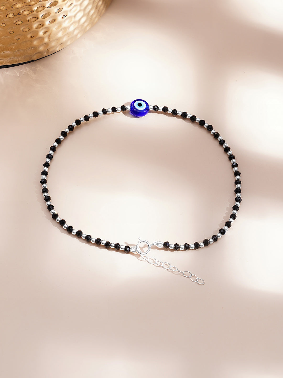 925 Fine  Silver Mystic Evil -Eye Anklet Set