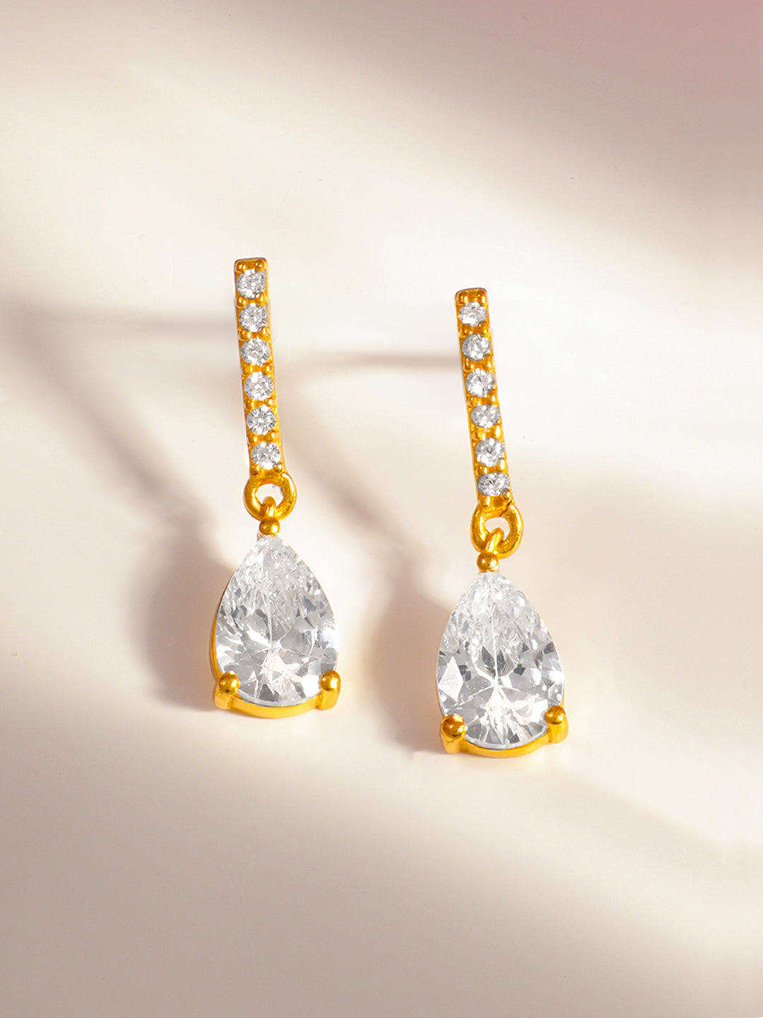 925 Fine Silver Pear Cut Crystal Teardrop Earrings