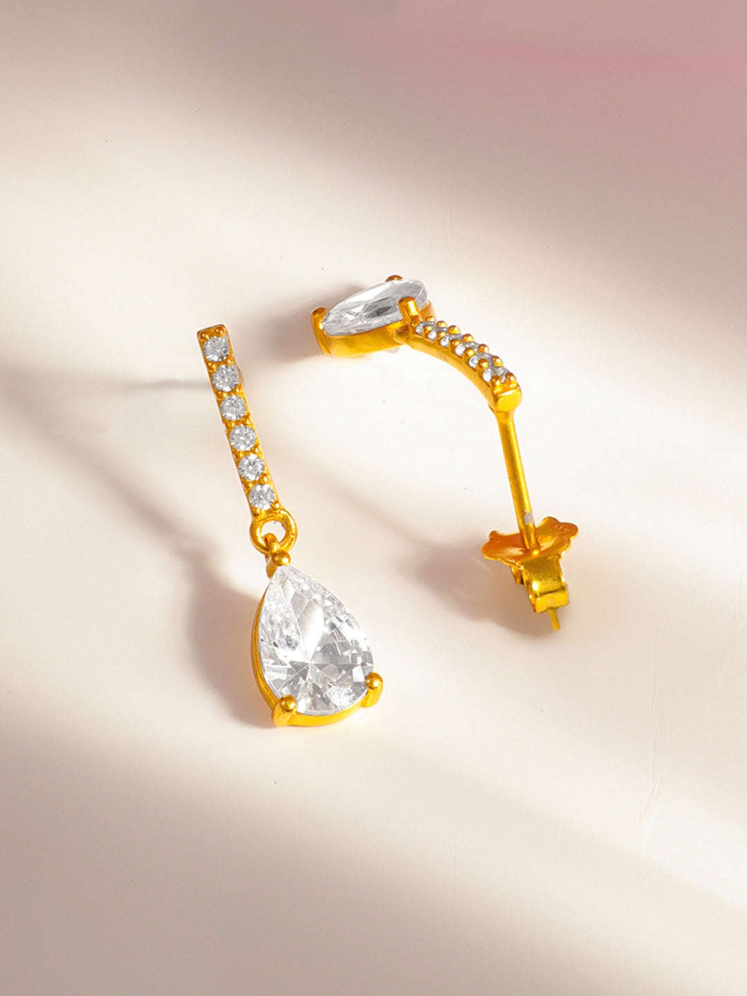 925 Fine Silver Pear Cut Crystal Teardrop Earrings